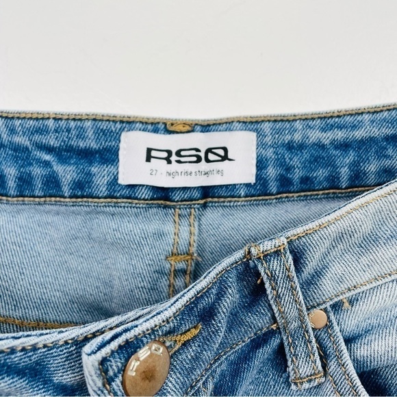 Rsq jean high rise straight leg women size 27 rips at the knees and raw hem - Picture 5 of 12